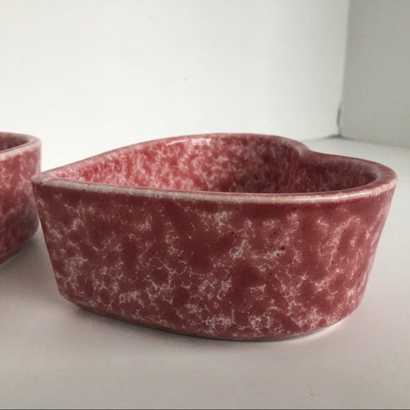 Coche Stoneware Heart Ramekins Pink White Spatter Portugal 2 Ceramic bakeware - Picture 5 of 15